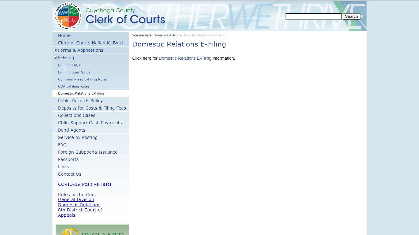 Domestic Relations E-Filing - Cuyahoga County Clerk of Courts