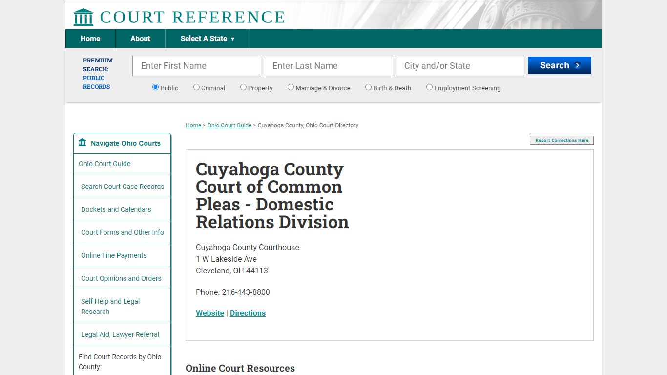 Cuyahoga County Court of Common Pleas - Domestic Relations Division